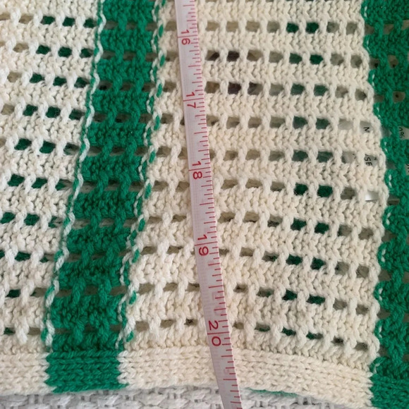 Women's Ivory Green Stripe Crochet Button-Down Sweater - NWOT - Picture 9 of 9